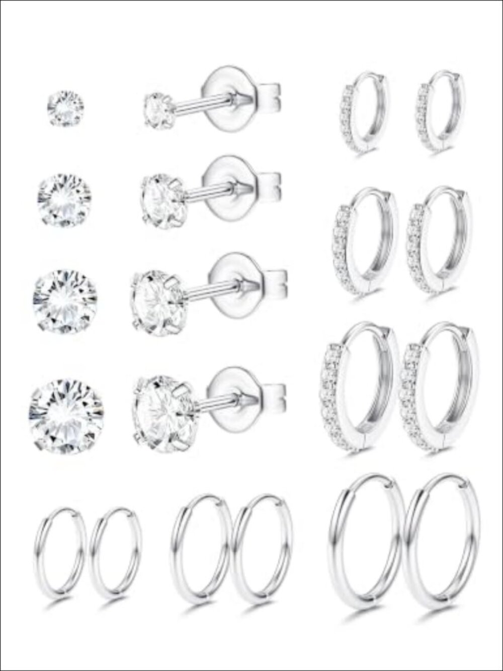 Surgical Steel Hypoallergenic Stud Hoop Earrings Set for Sensitive Ears